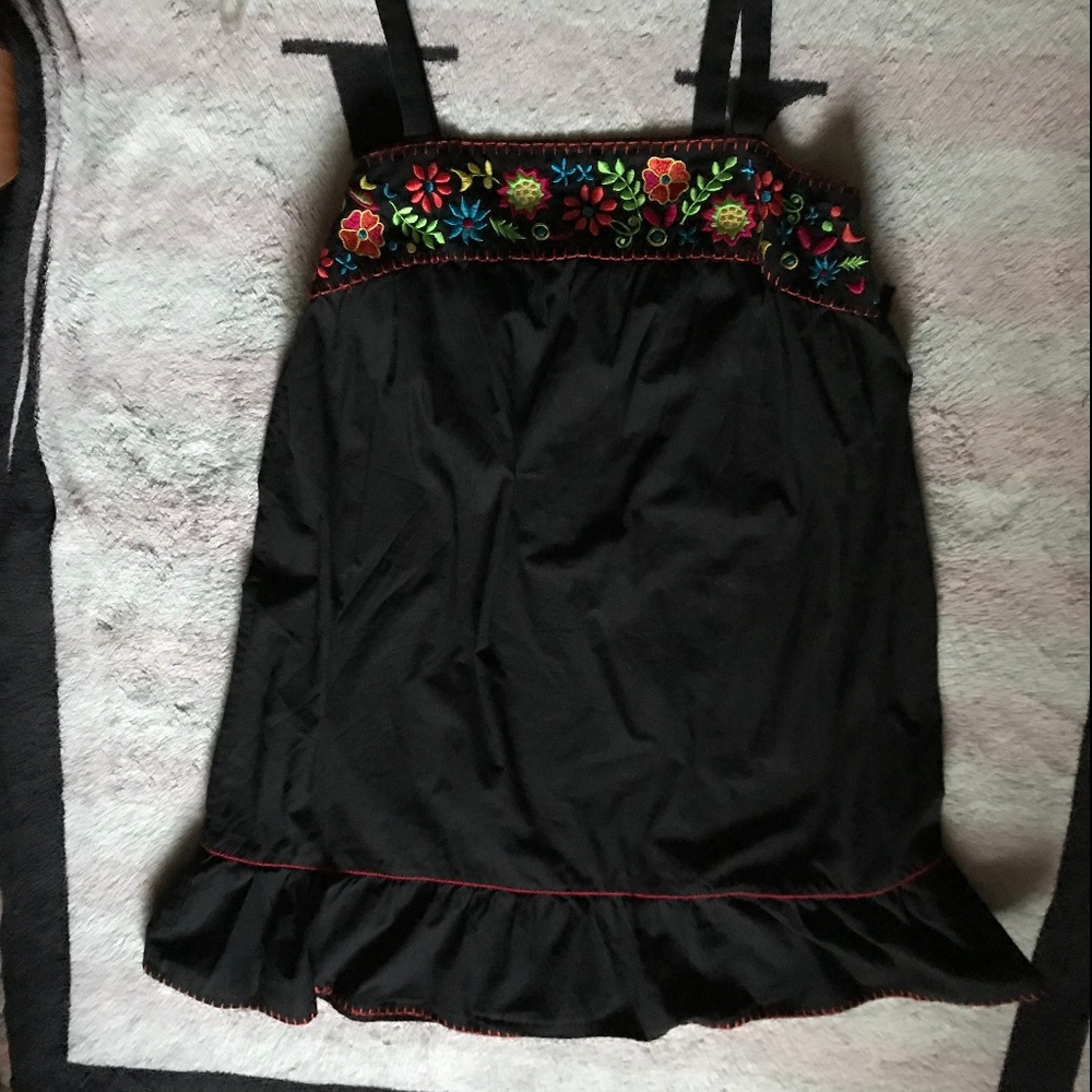 Festive & Fun Embroidered Black Midi Dress